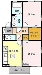 グランメール桜町Ａ 1階2DKの間取り