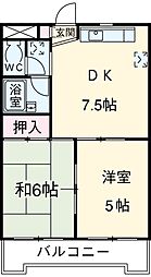 クレセント南千住 2階2DKの間取り