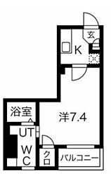 東京メトロ千代田線 北綾瀬駅 徒歩4分の賃貸マンション 8階1Kの間取り