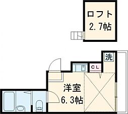 つくばエクスプレス 六町駅 徒歩13分の賃貸アパート 3階ワンルームの間取り