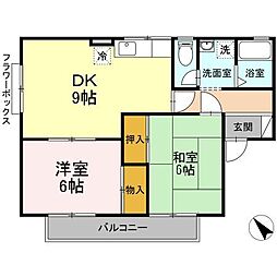 名鉄名古屋本線 牛田駅 徒歩7分の賃貸アパート 2階2DKの間取り