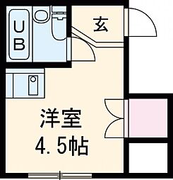 ハイツ上の台 2階ワンルームの間取り