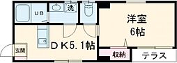 京王井の頭線 高井戸駅 徒歩9分の賃貸マンション 1階1DKの間取り