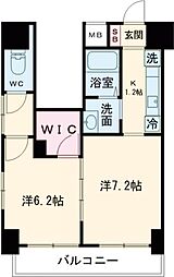 京王線 笹塚駅 徒歩5分の賃貸マンション 13階2Kの間取り
