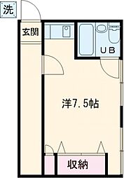 コーポ豊嶋 2階ワンルームの間取り