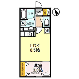 パーシモン3 1LDKの間取図画像