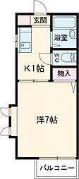 京王井の頭線 久我山駅 徒歩14分の賃貸アパート 2階1Kの間取り