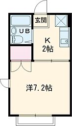 カミール洗足池 2階1Kの間取り