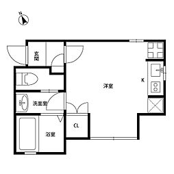 京王井の頭線 西永福駅 徒歩1分の賃貸アパート 2階ワンルームの間取り