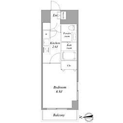 東京メトロ日比谷線 南千住駅 徒歩7分の賃貸マンション 4階1Kの間取り