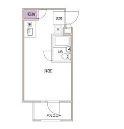東急大井町線 大岡山駅 徒歩16分の賃貸マンション 3階ワンルームの間取り