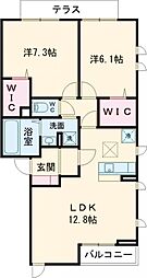 オスト 1階2LDKの間取り