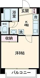 東急目黒線 大岡山駅 徒歩3分の賃貸マンション 2階1Kの間取り