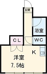 東京メトロ千代田線 北千住駅 徒歩7分の賃貸マンション 3階ワンルームの間取り