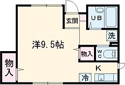 メゾンＪフォーレ 1階ワンルームの間取り