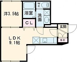 東急目黒線 武蔵小山駅 徒歩14分の賃貸マンション 1階1LDKの間取り