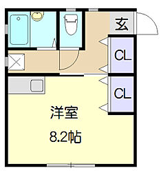 アドバンス日名 1階1Kの間取り