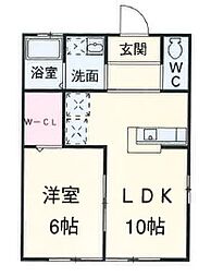 JR高崎線 倉賀野駅 徒歩9分の賃貸アパート 1階1LDKの間取り