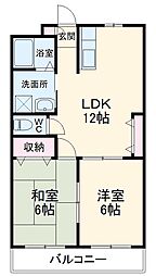 ワイズ 2階2LDKの間取り