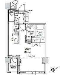 スタイリオ元住吉II 4階ワンルームの間取り