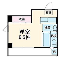 シャイン元住吉 3階ワンルームの間取り