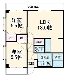 フェニックスコート 2DKの間取図画像