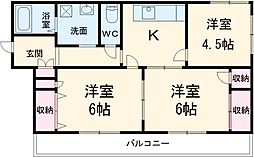 矢島貸家 2階3Kの間取り