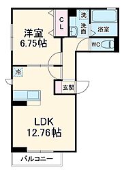 日暮里舎人ライナー 見沼代親水公園駅 徒歩7分の賃貸アパート 2階1LDKの間取り