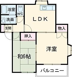 JR上越線 新前橋駅 4.7kmの賃貸アパート 1階2DKの間取り