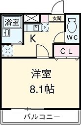 名鉄名古屋本線 新安城駅 徒歩19分の賃貸アパート 2階1Kの間取り