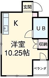 JR高崎線 高崎駅 徒歩11分の賃貸マンション 2階ワンルームの間取り