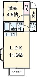 ＣＡＳＡ　ＳＥＲＥＮＡ 2階1LDKの間取り