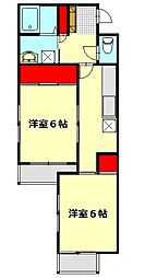 ウイングヒルズ金子 1階2DKの間取り