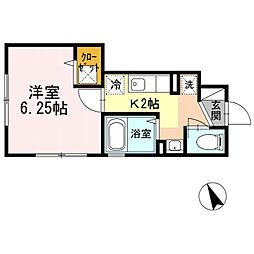 京急本線 汐入駅 徒歩5分の賃貸アパート 1階1Kの間取り