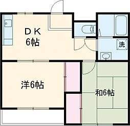 モンシャトー小金井成和 3階2DKの間取り