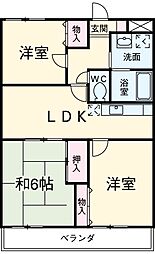 トリーハイツ西端 6階3DKの間取り