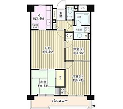 JR中央線 東小金井駅 徒歩10分の賃貸マンション 3階3LDKの間取り
