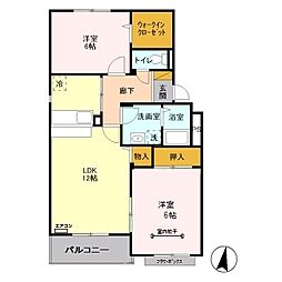 ヴァインベルク 3階2LDKの間取り