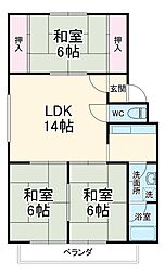 JR東海道本線 安城駅 徒歩24分の賃貸マンション 2階3LDKの間取り
