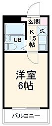 東急東横線 元住吉駅 徒歩13分の賃貸マンション 2階1Kの間取り