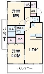 アストラーレ 3階2LDKの間取り