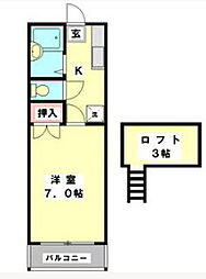 京成松戸線 高根木戸駅 徒歩19分の賃貸アパート 1階1Kの間取り