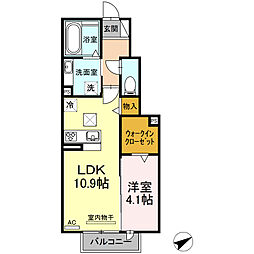 ヴィラ・クオーレII　Ａ棟 1階1LDKの間取り