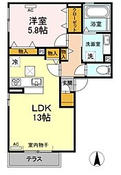 フェリーチェハウス 1階1LDKの間取り