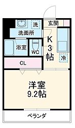 JR横浜線 橋本駅 徒歩7分の賃貸アパート 2階1Kの間取り