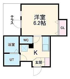 名鉄名古屋本線 栄生駅 徒歩7分の賃貸マンション 1階1Kの間取り