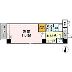 K Azur 5階1Kの間取り