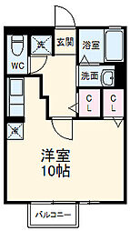 近鉄名古屋線 黄金駅 徒歩3分の賃貸アパート 1階ワンルームの間取り