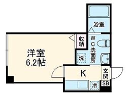 ＲＩＢ　ＧＡＲＤＥＮ 1階1Kの間取り