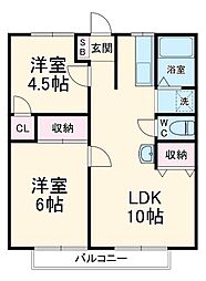 京成本線 ユーカリが丘駅 徒歩8分の賃貸アパート 1階2LDKの間取り